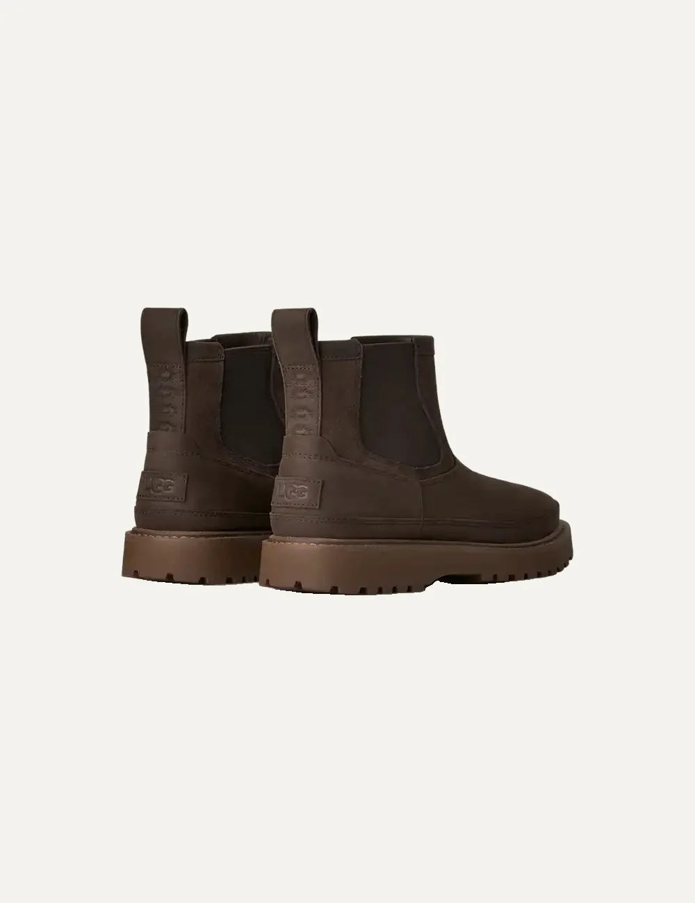 Unisex UGG Birch Chelsea dark brown waterproof suede and nubuck boots with elastic side panels and rubber outsole back
