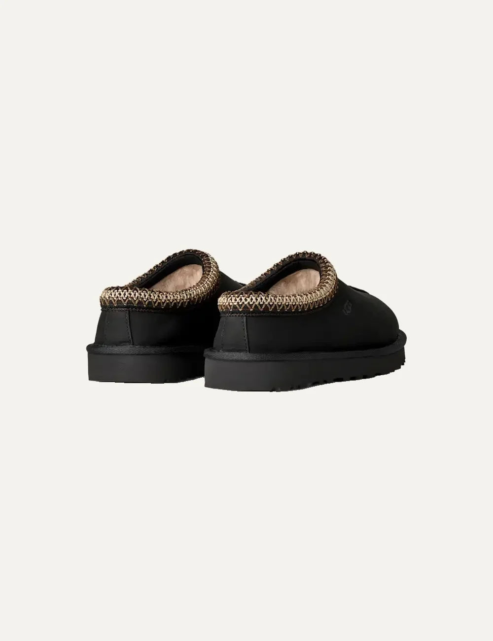 Unisex UGG Tasman Nubuck black slip-on shoes with nubuck upper, UGGbraid trim, sheepskin lining and Sugarcane EVA footbed back