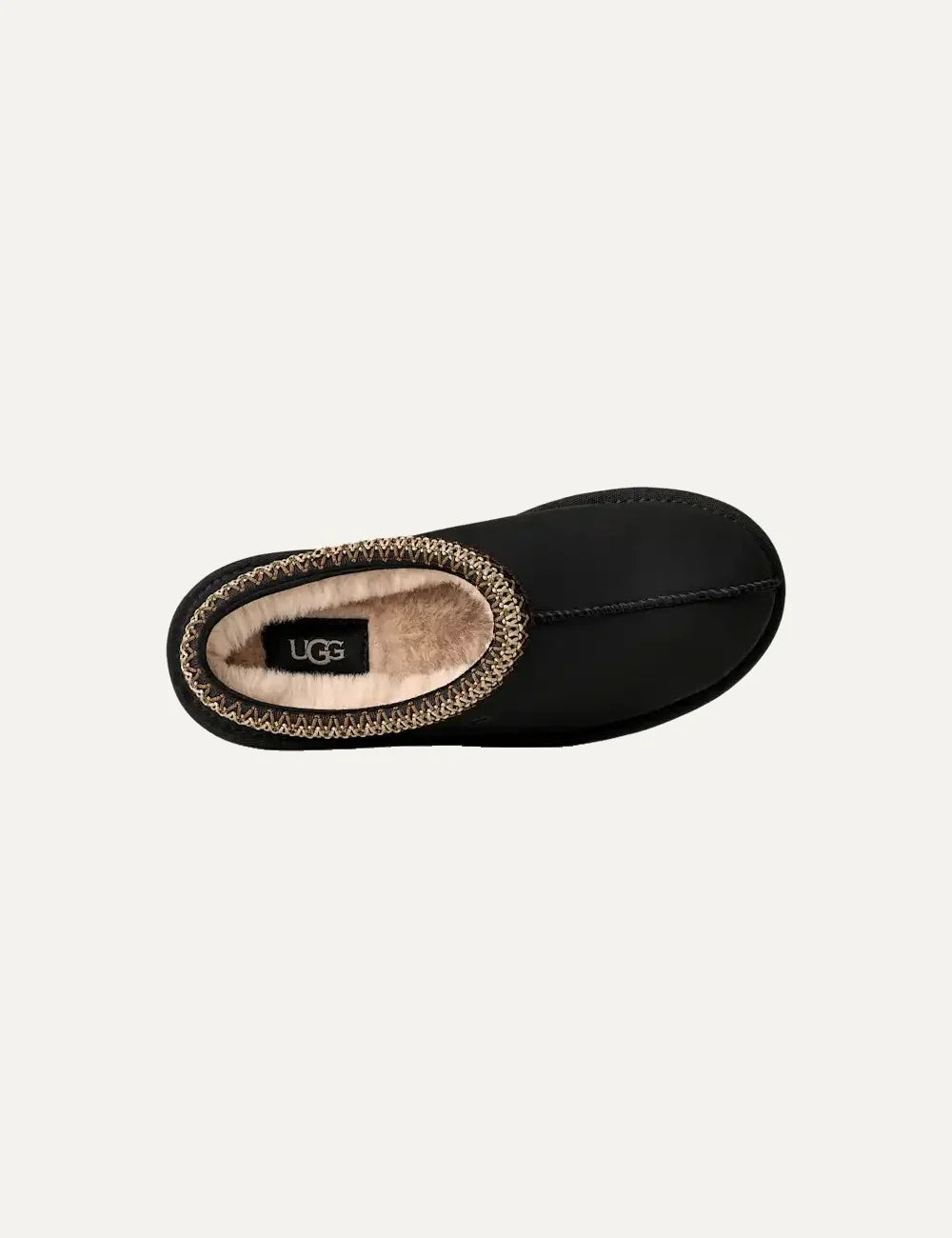 Unisex UGG Tasman Nubuck black slip-on shoes with nubuck upper, UGGbraid trim, sheepskin lining and Sugarcane EVA footbed top