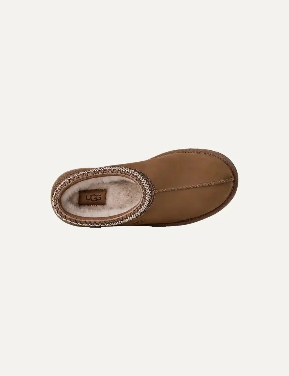 Unisex UGG Tasman Nubuck brown slip-on shoes with nubuck upper, UGGbraid trim, sheepskin lining and Sugarcane EVA footbedtop