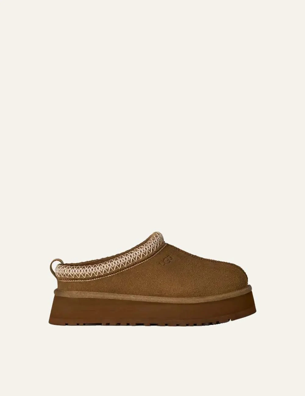 Unisex UGG Tazz II brown suede platform shoes with UGGbraid trim, sheepskin lining and Sugarcane EVA outsole