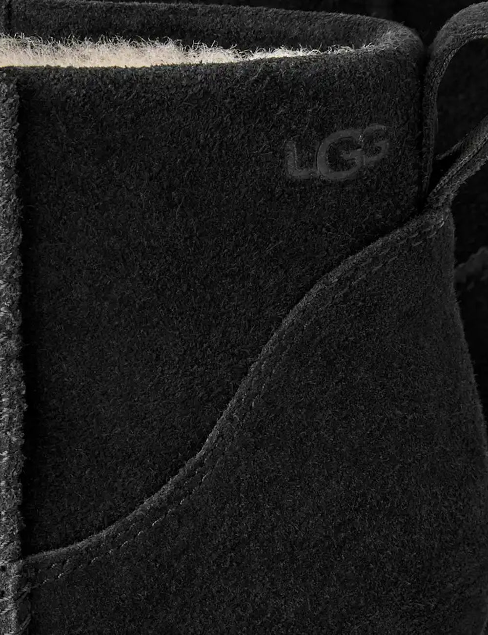 UGG women Classic Mini Enwrap black suede ankle boots with sheepskin lining detail