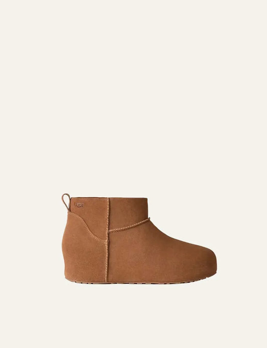 UGG women Classic Mini Enwrap Chestnut suede ankle boots with sheepskin lining