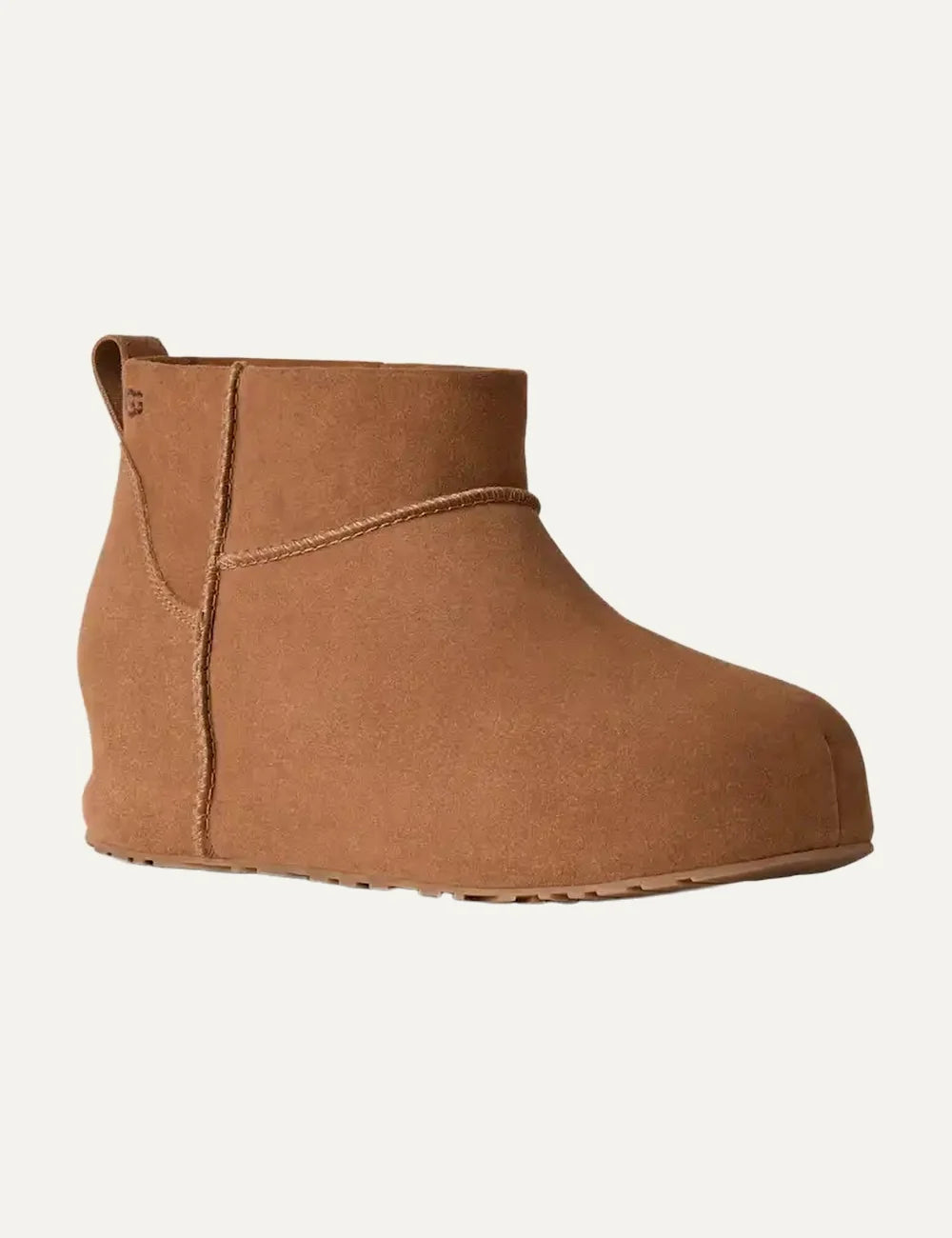 UGG women Classic Mini Enwrap Chestnut suede ankle boots with sheepskin lining angled