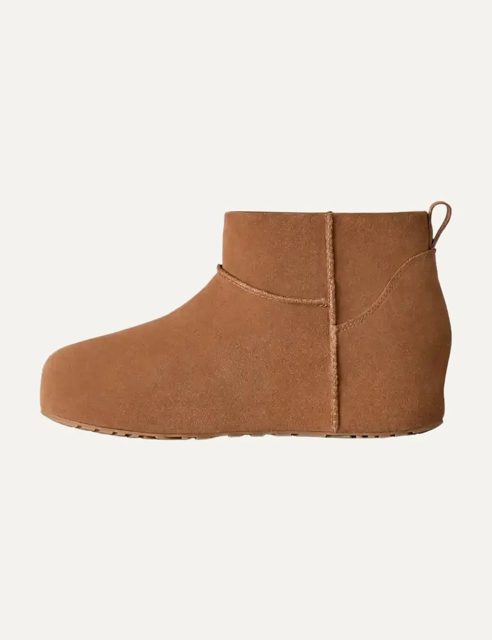 UGG women Classic Mini Enwrap Chestnut suede ankle boots with sheepskin lining profile
