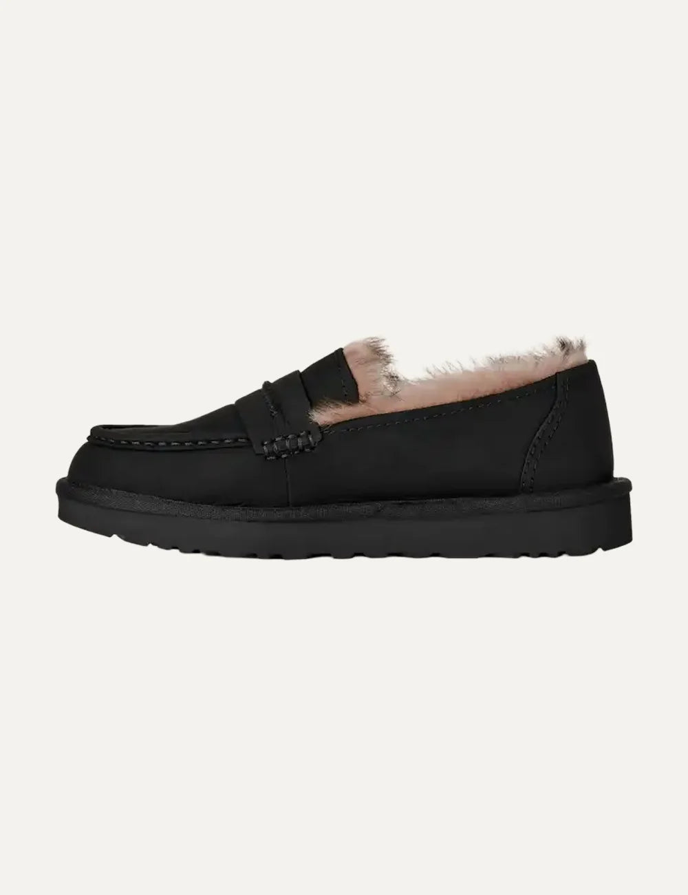 UGG women Ellis Nubuck black loafers with sheepskin lining profile