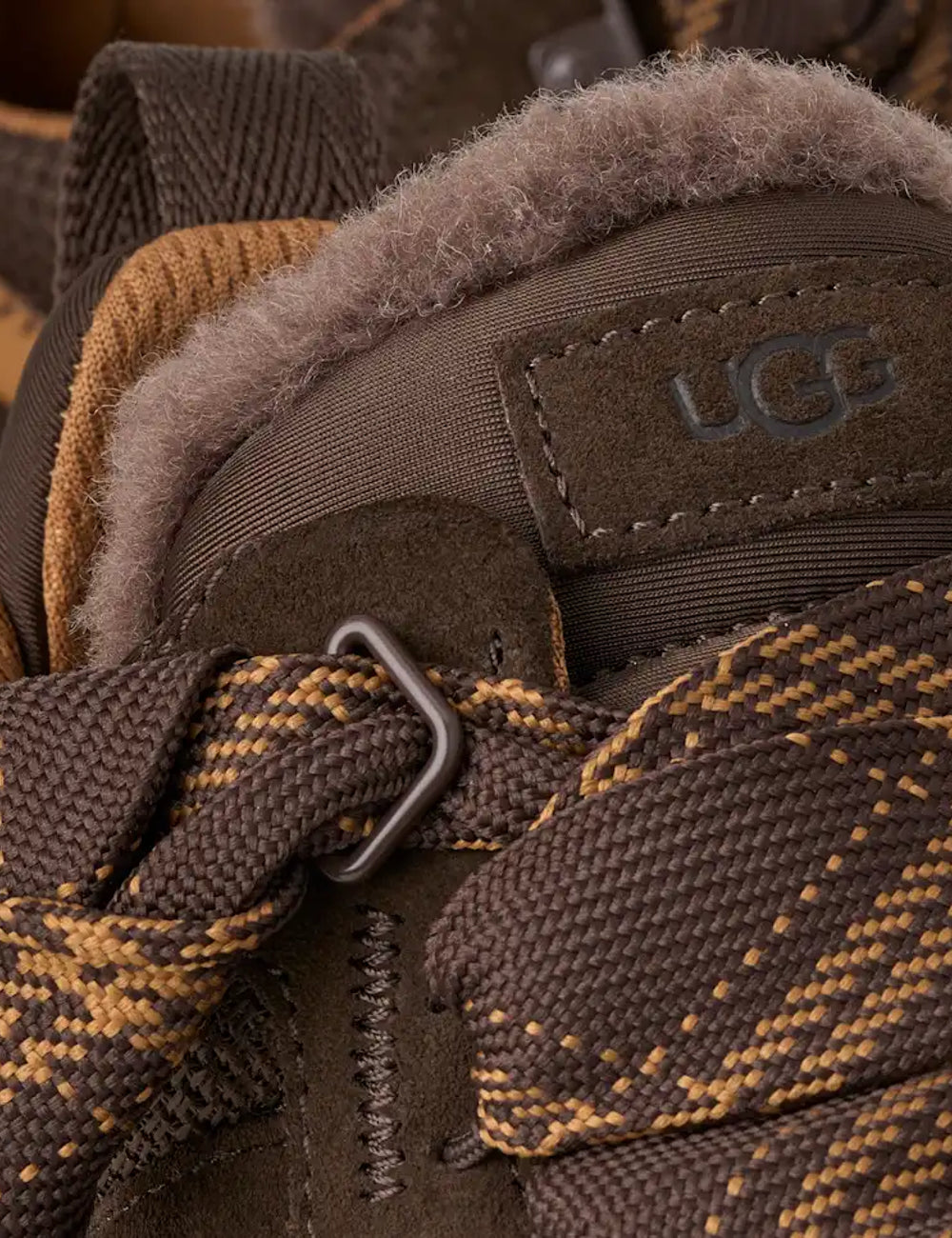 UGG women Lowmel Dark Cocoa suede and mesh sneakers with two-tone laces detail