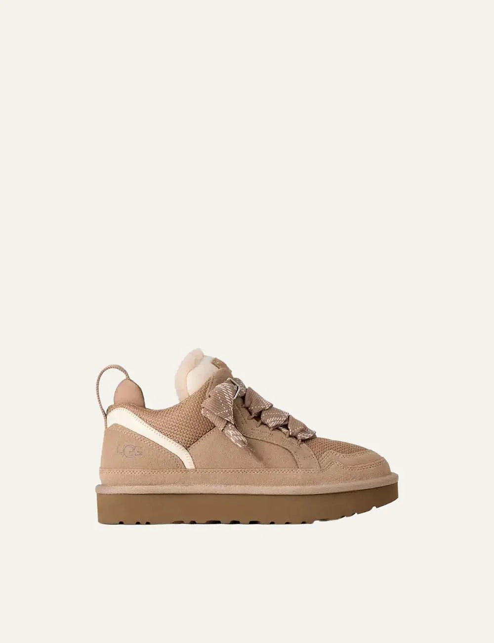 UGG women Lowmel Sand suede and mesh sneakers with two-tone laces