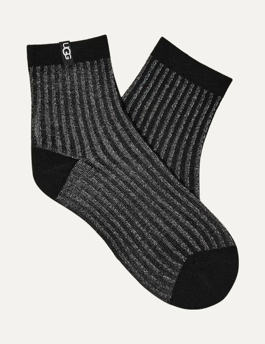 UGG women black semi-sheer ribbed shimmer quarter socks