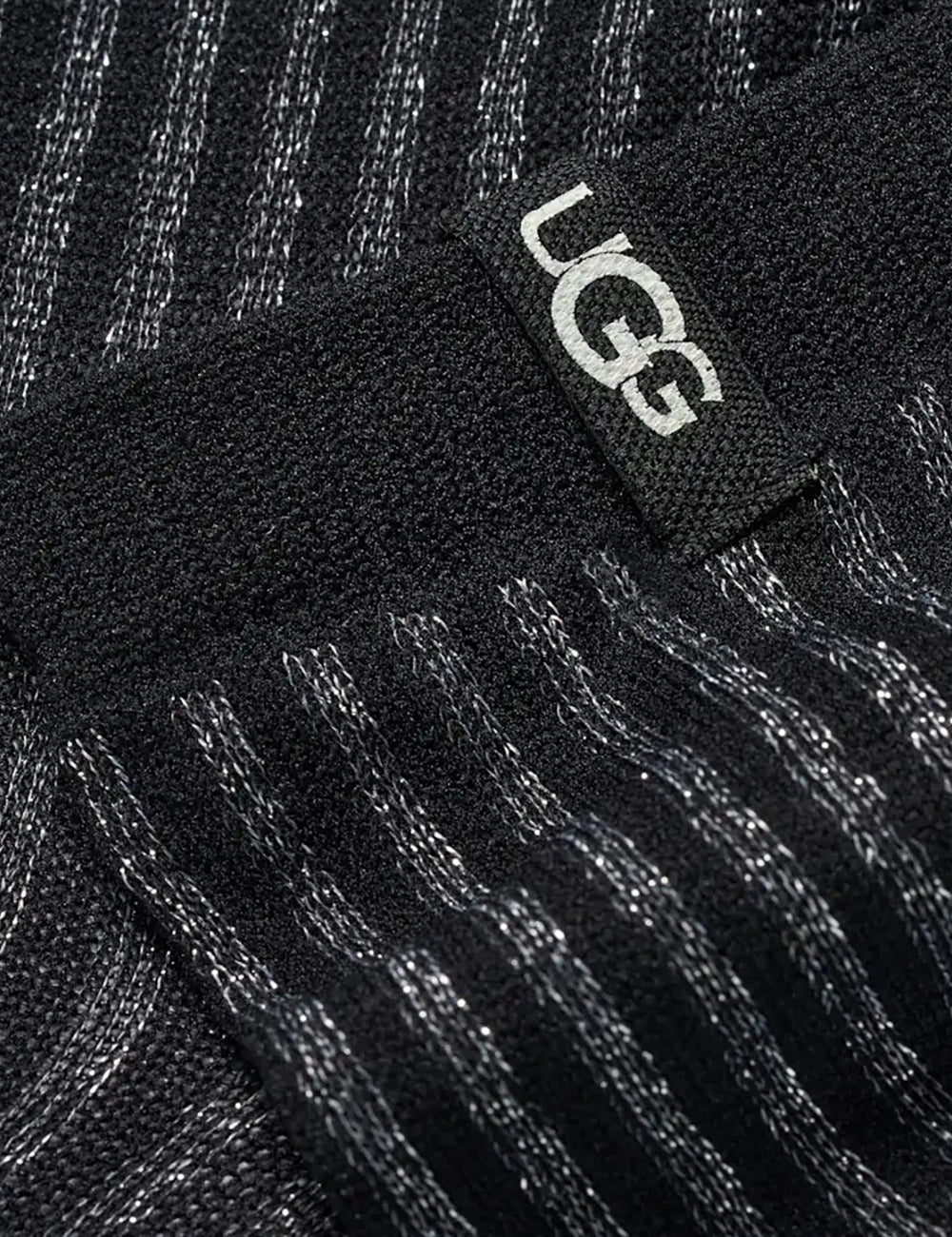 UGG women black semi-sheer ribbed shimmer quarter socks detail