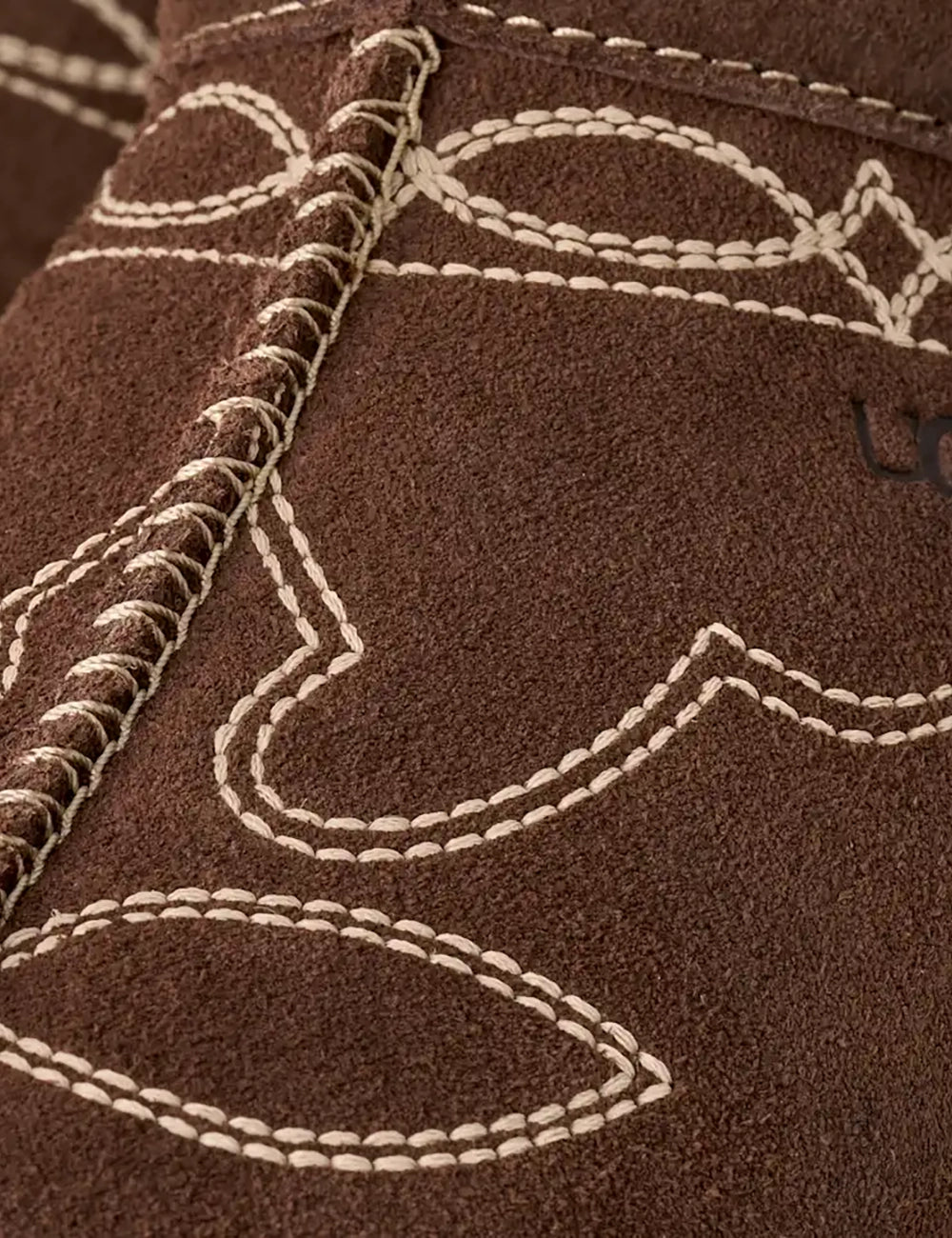 UGG Women’s Brown Suede Tasman Western Slippers with Beige Embroidery detail