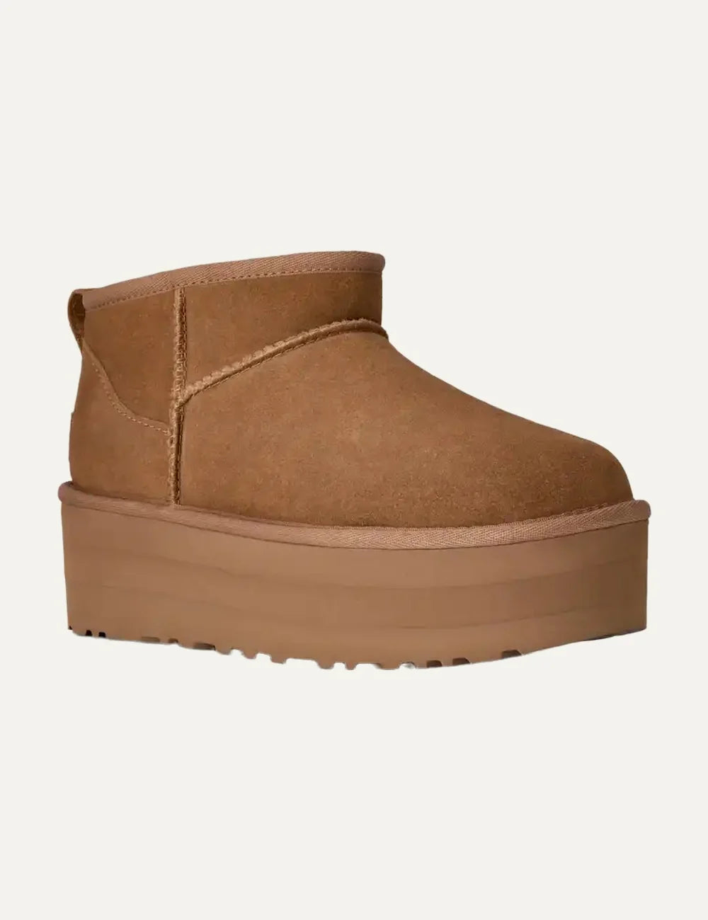 UGG Women’s Chestnut Suede Ultra Mini Platform Boots angled