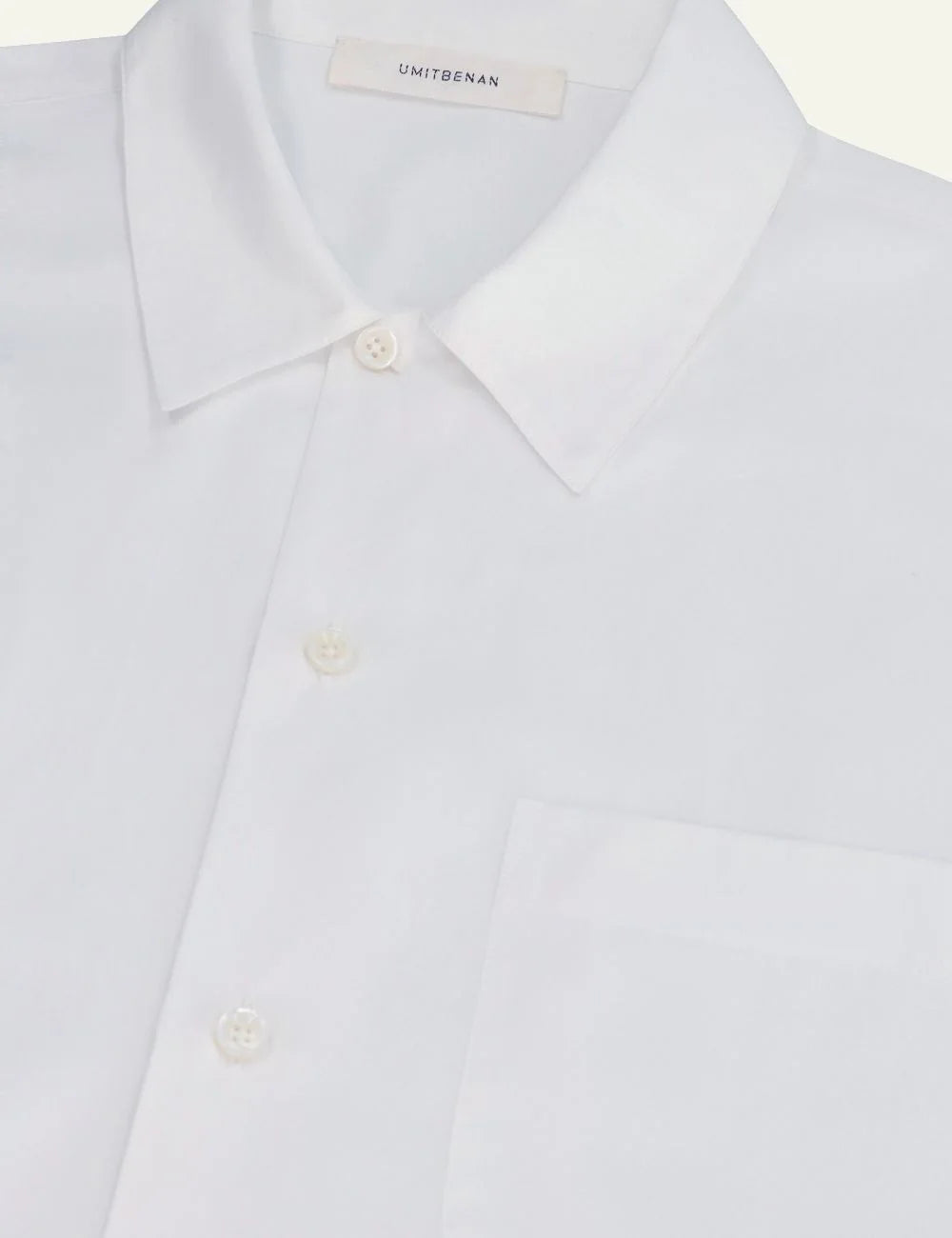 Umit Benan cotton shirt white classic fit front detail view
