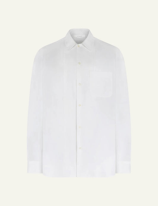 Umit Benan cotton shirt white classic fit front flat view