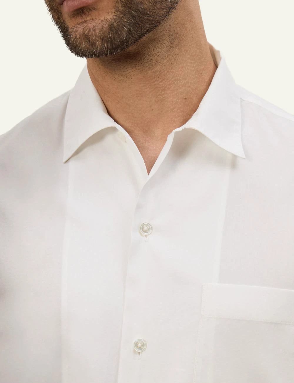 Umit Benan cotton shirt white classic fit front model view
