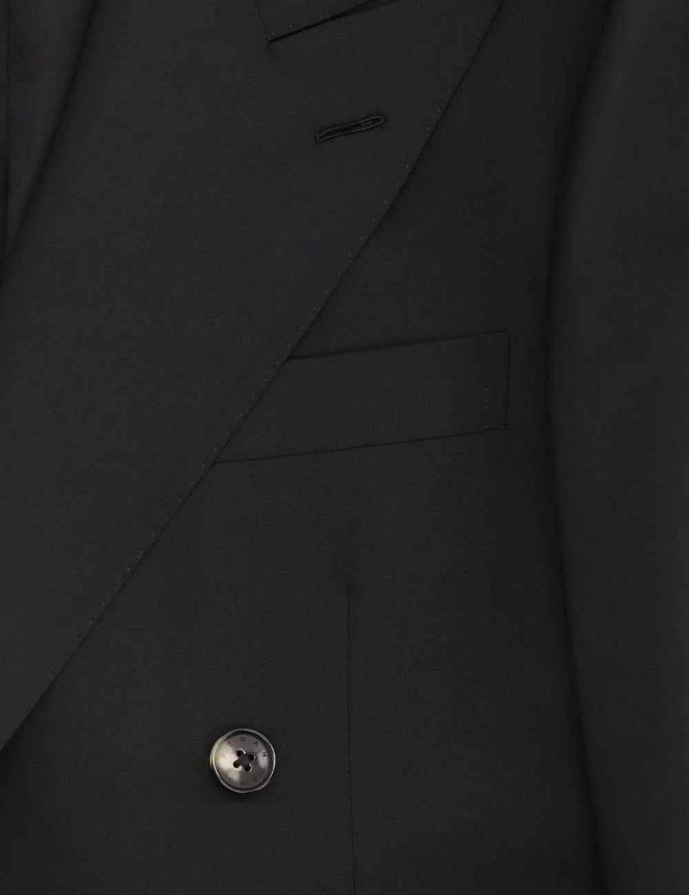 Umit Benan double breasted wool blazer black tailored fit front pocket view