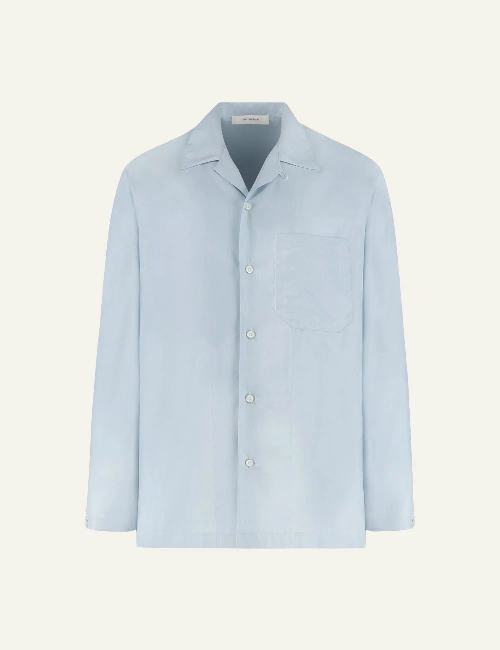 Umit Benan Havana silk shirt light blue relaxed fit front flat view