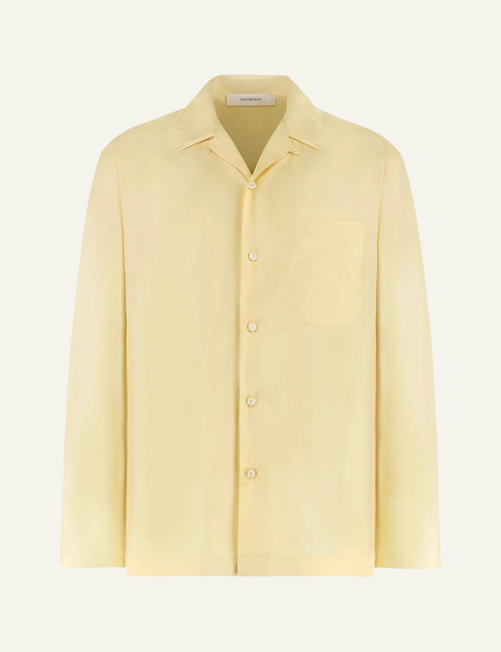 Umit Benan Havana silk shirt yellow relaxed fit front flat view