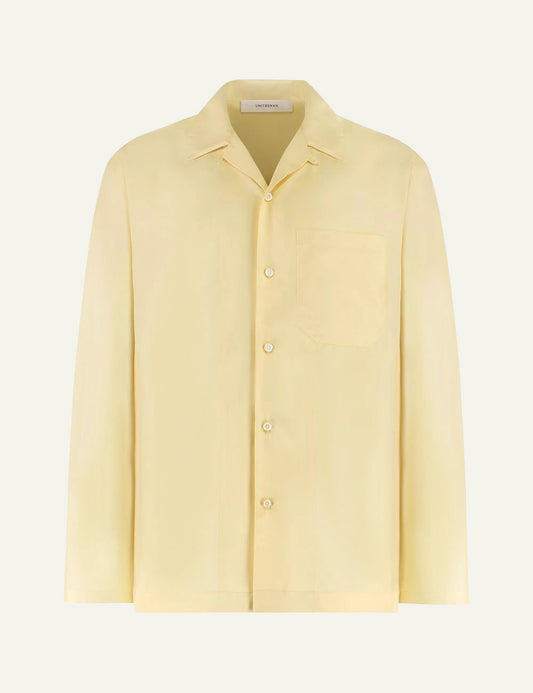 Umit Benan Havana silk shirt yellow relaxed fit front flat view