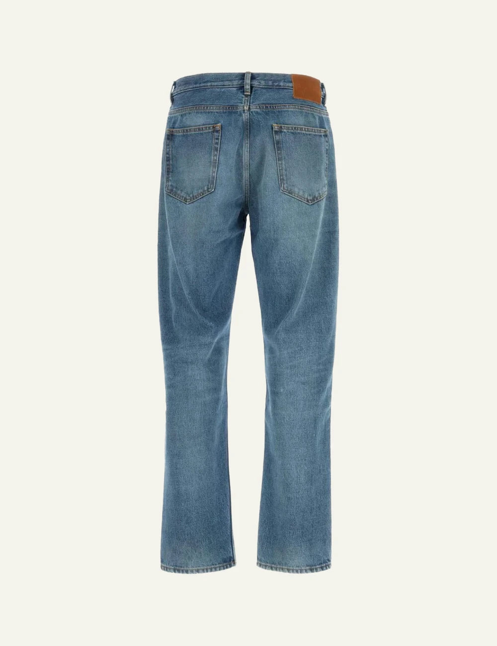 Umit Benan jeans blue straight fit stonewashed back flat view
