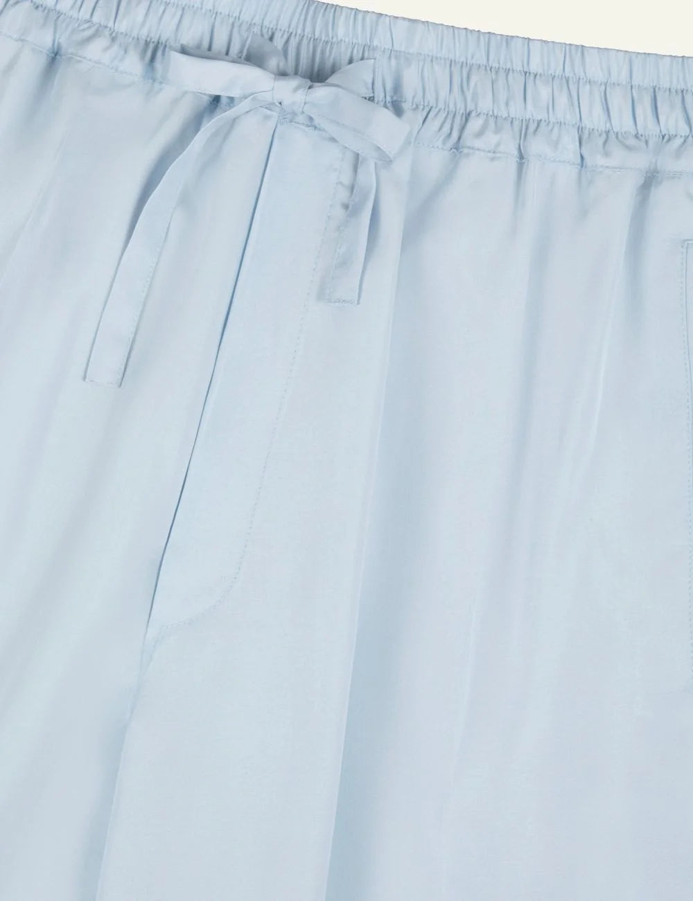 Umit Benan Julian Paradiso silk pants light blue relaxed fit front detail view