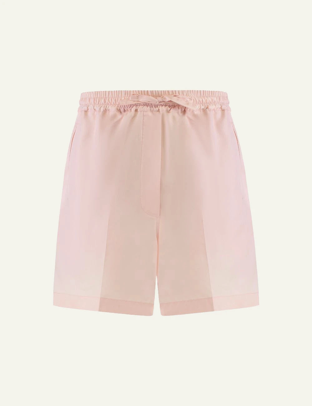 Umit Benan Julian Paradiso silk shorts light pink relaxed fit front flat view