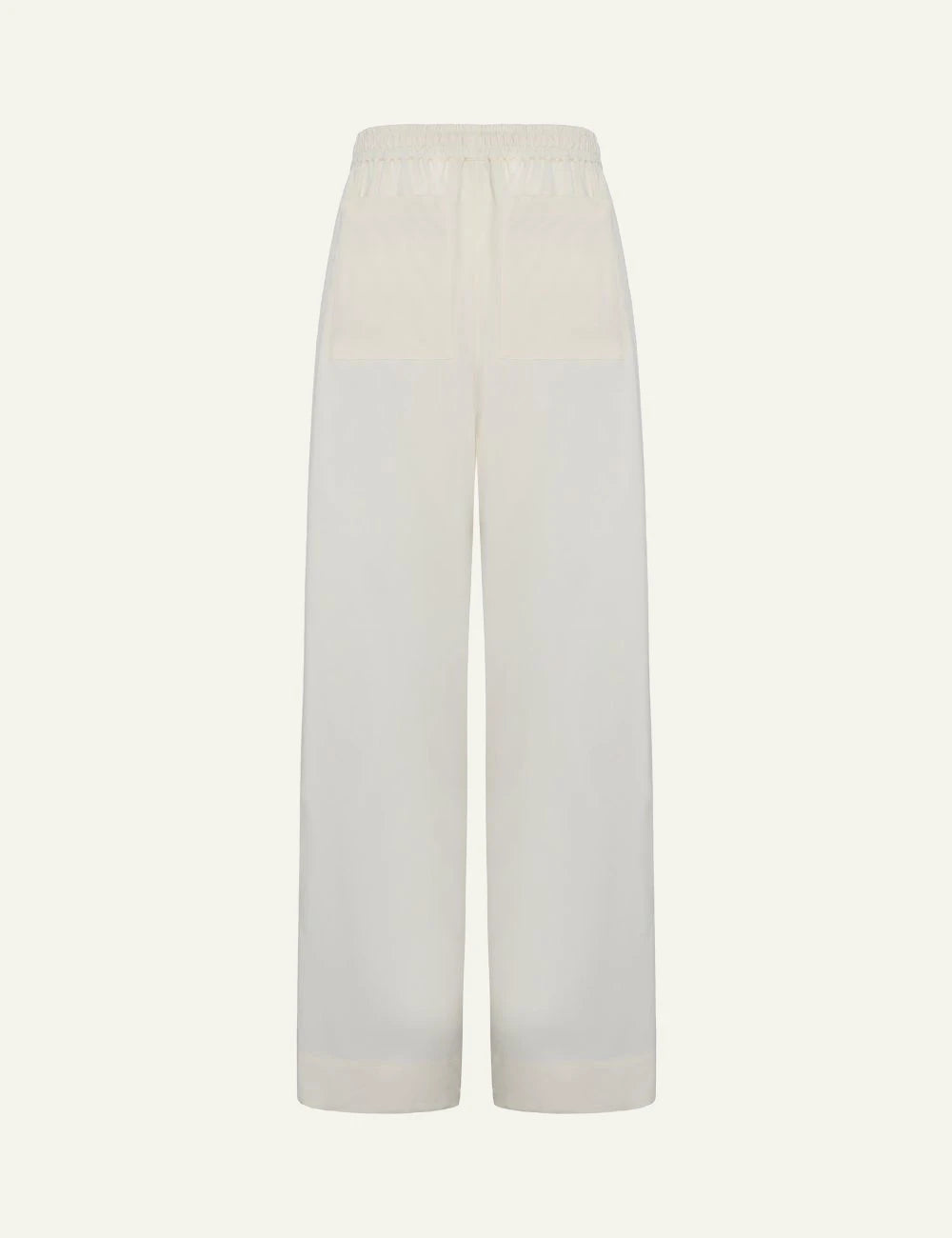 Umit Benan Michelle silk pants beige wide leg drawstring waist back flat view
