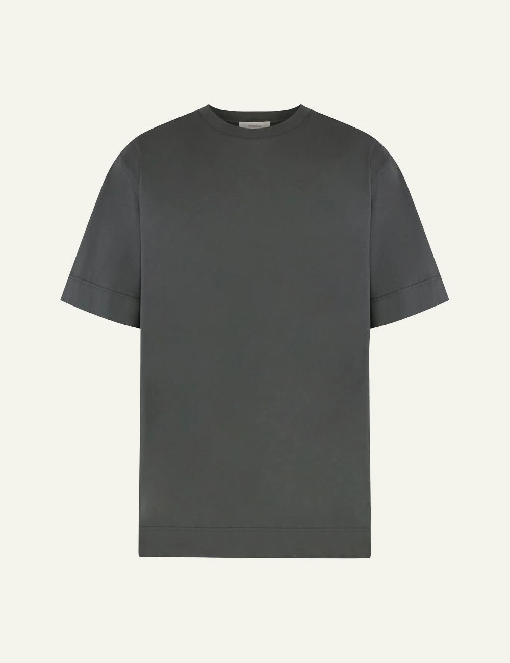 Umit Benan Paradiso t-shirt dark grey oversized crewneck front flat view