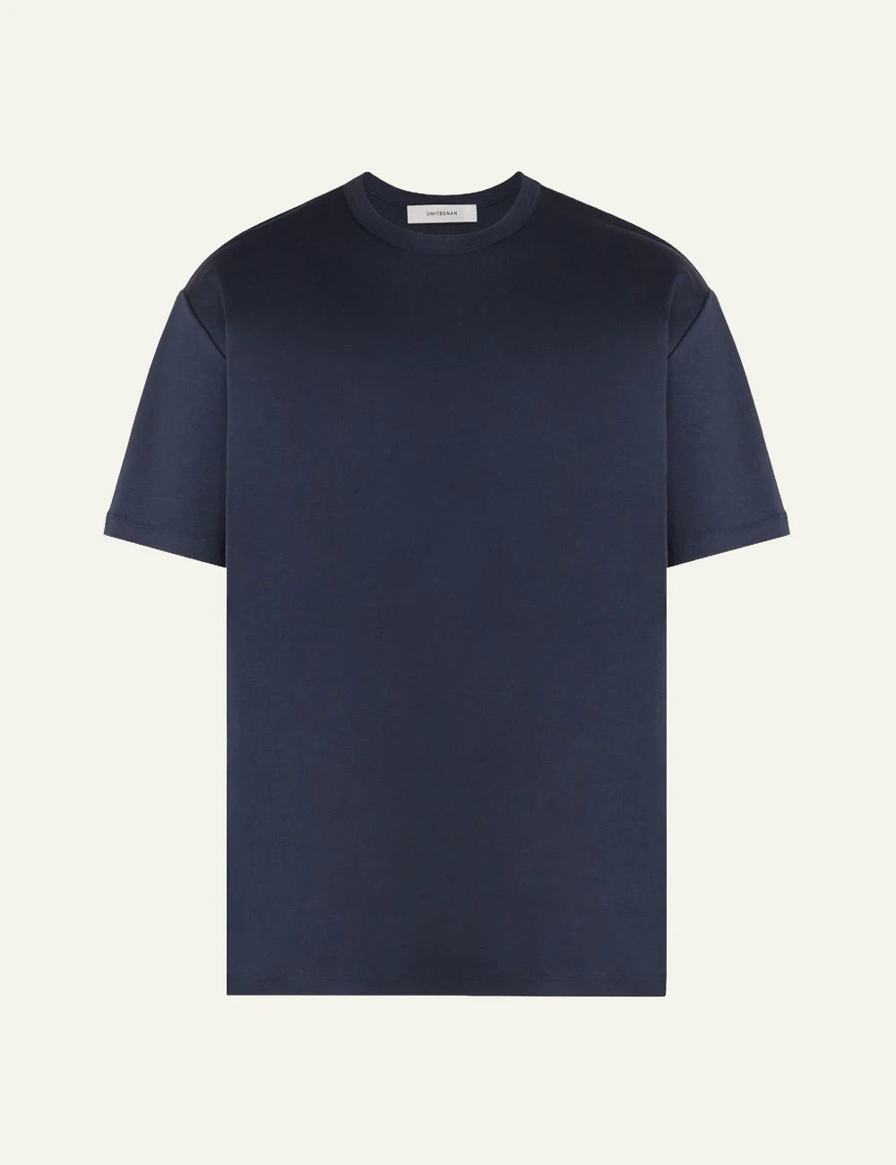 Umit Benan Paradiso t-shirt navy oversized crewneck front flat view