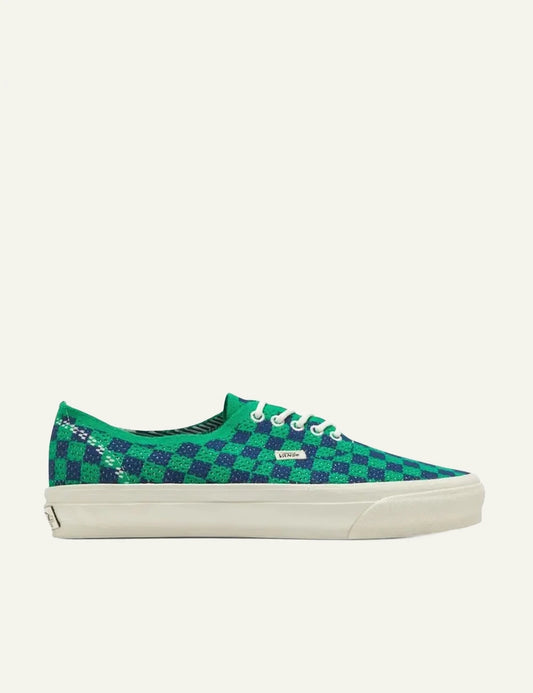 vans authentic sneakers green blue checkerboard side view