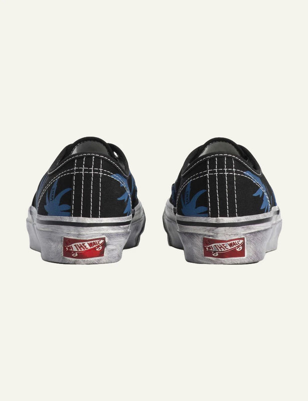 Vans LX Authentic 44 black blue floral canvas sneaker back view