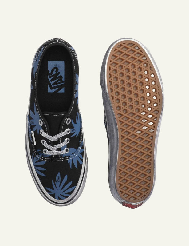 Vans LX Authentic 44 black blue floral canvas sneaker top view