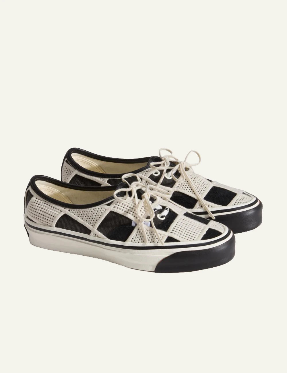 Vans LX Authentic 44 black egret woven leather sneaker profile view