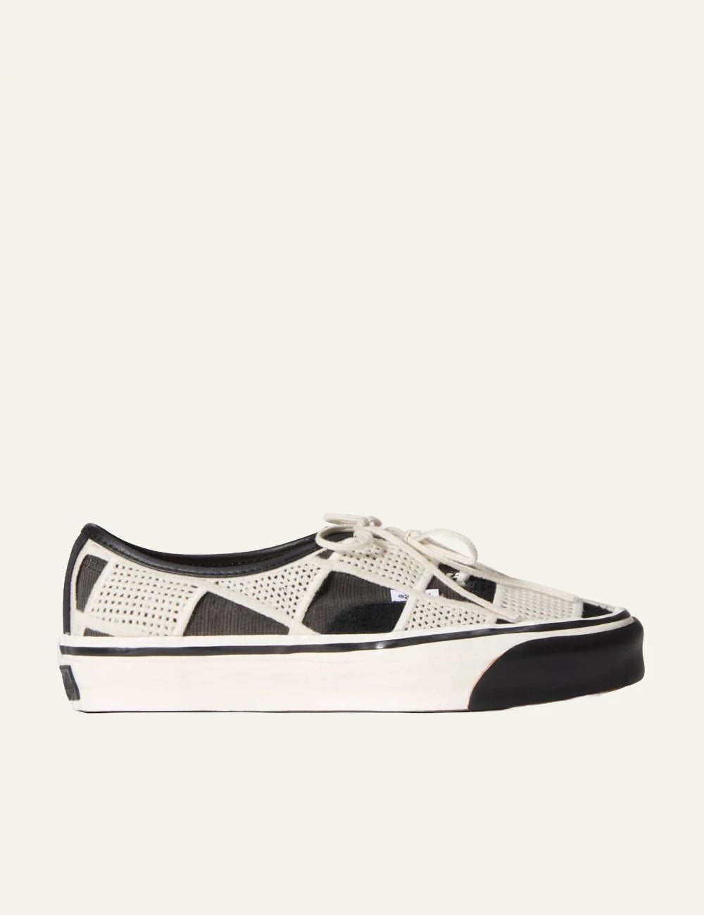 Vans LX Authentic 44 black egret woven leather sneaker side view