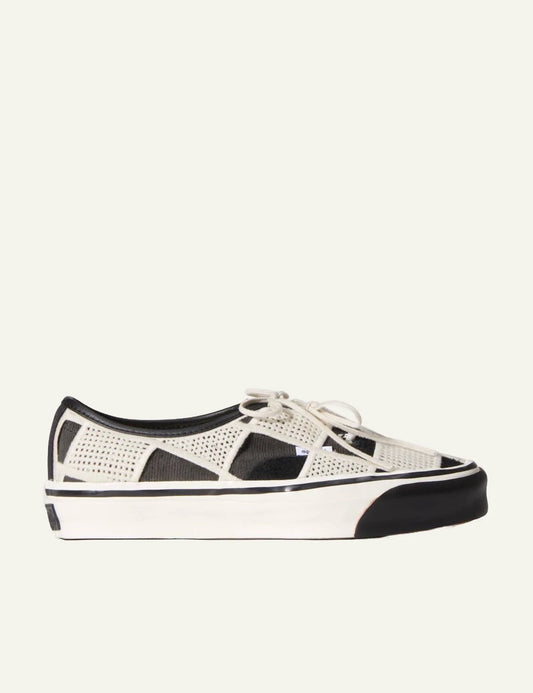 Vans LX Authentic 44 black egret woven leather sneaker side view