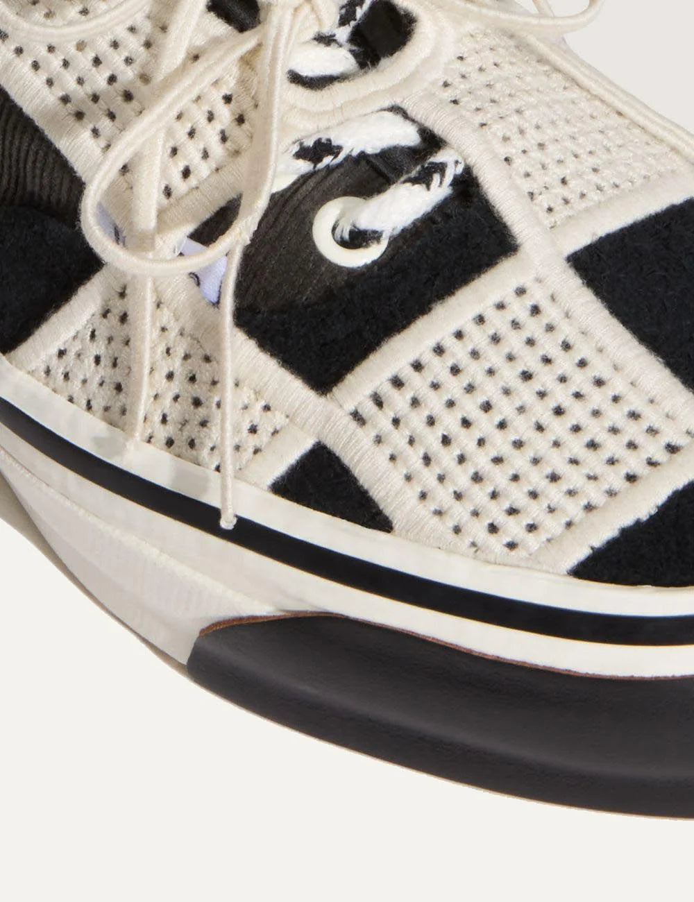 Vans LX Authentic 44 black egret woven leather sneaker detail view