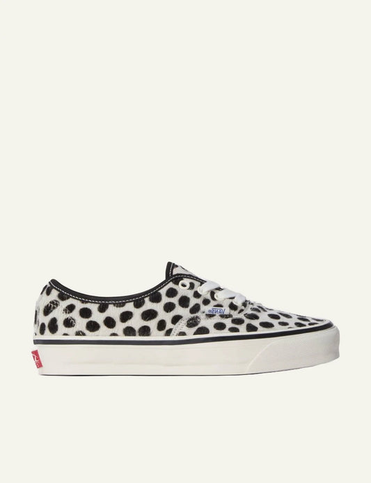 Vans LX Authentic 44 dalmatian pony hair sneaker black white side view