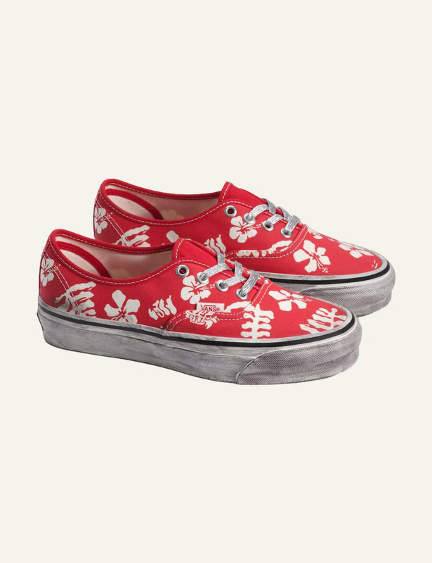 Vans LX Authentic 44 multi red floral canvas sneaker profile view