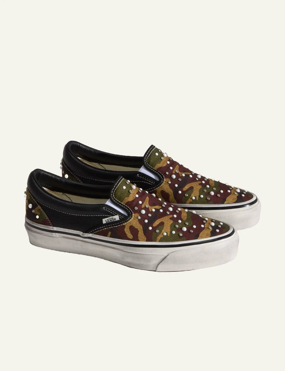 Vans LX Classic Slip-On 98 camo black studded sneaker profile view