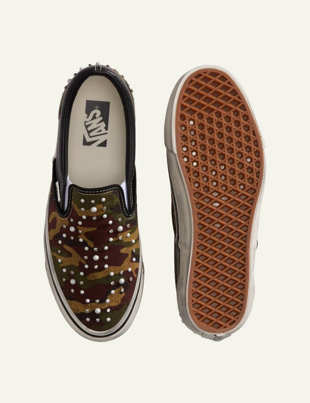 Vans LX Classic Slip-On 98 camo black studded sneaker top view