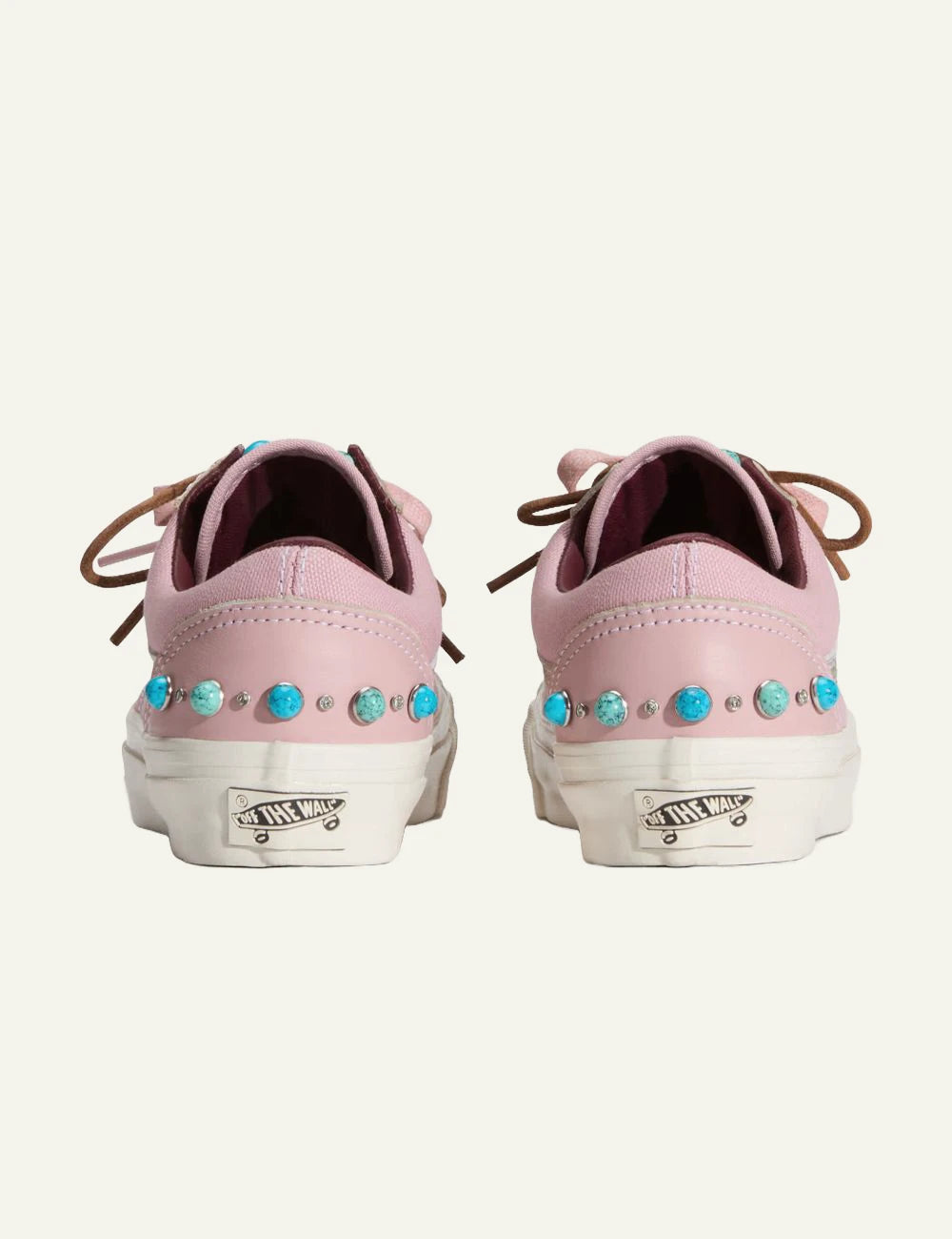 Vans LX Old Skool 36 misty mauve pink sneaker back view with studs