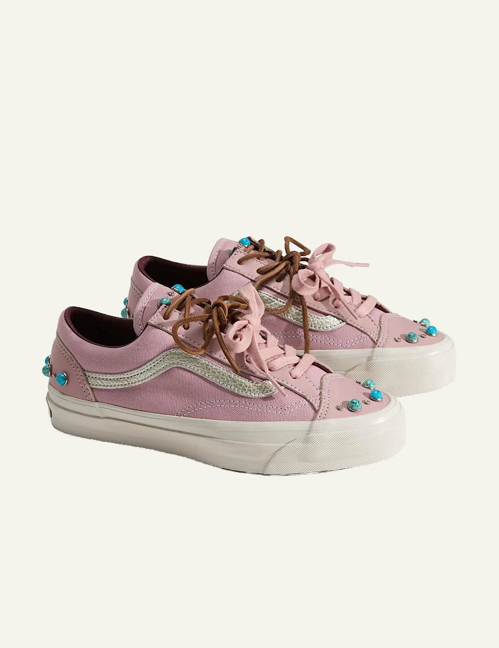 Vans LX Old Skool 36 misty mauve pink sneaker profile view with studs