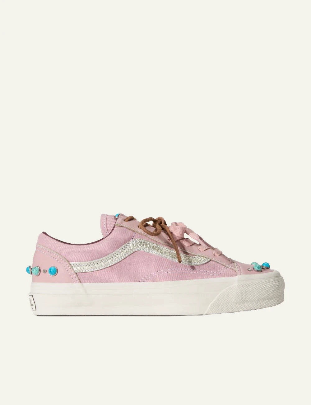 Vans LX Old Skool 36 misty mauve pink sneaker side view with studs
