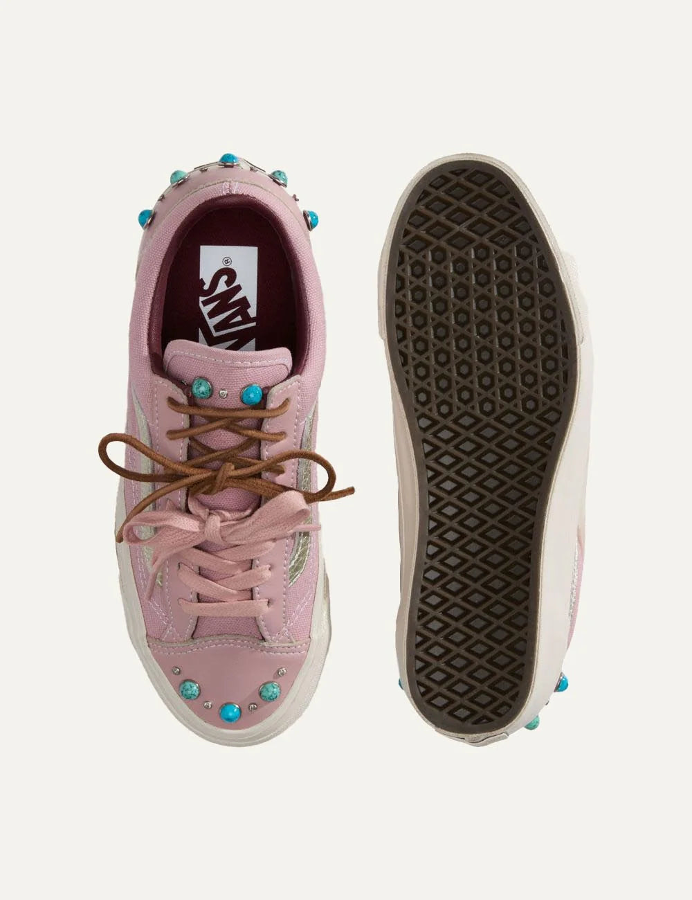 Vans LX Old Skool 36 misty mauve pink sneaker top view with studs