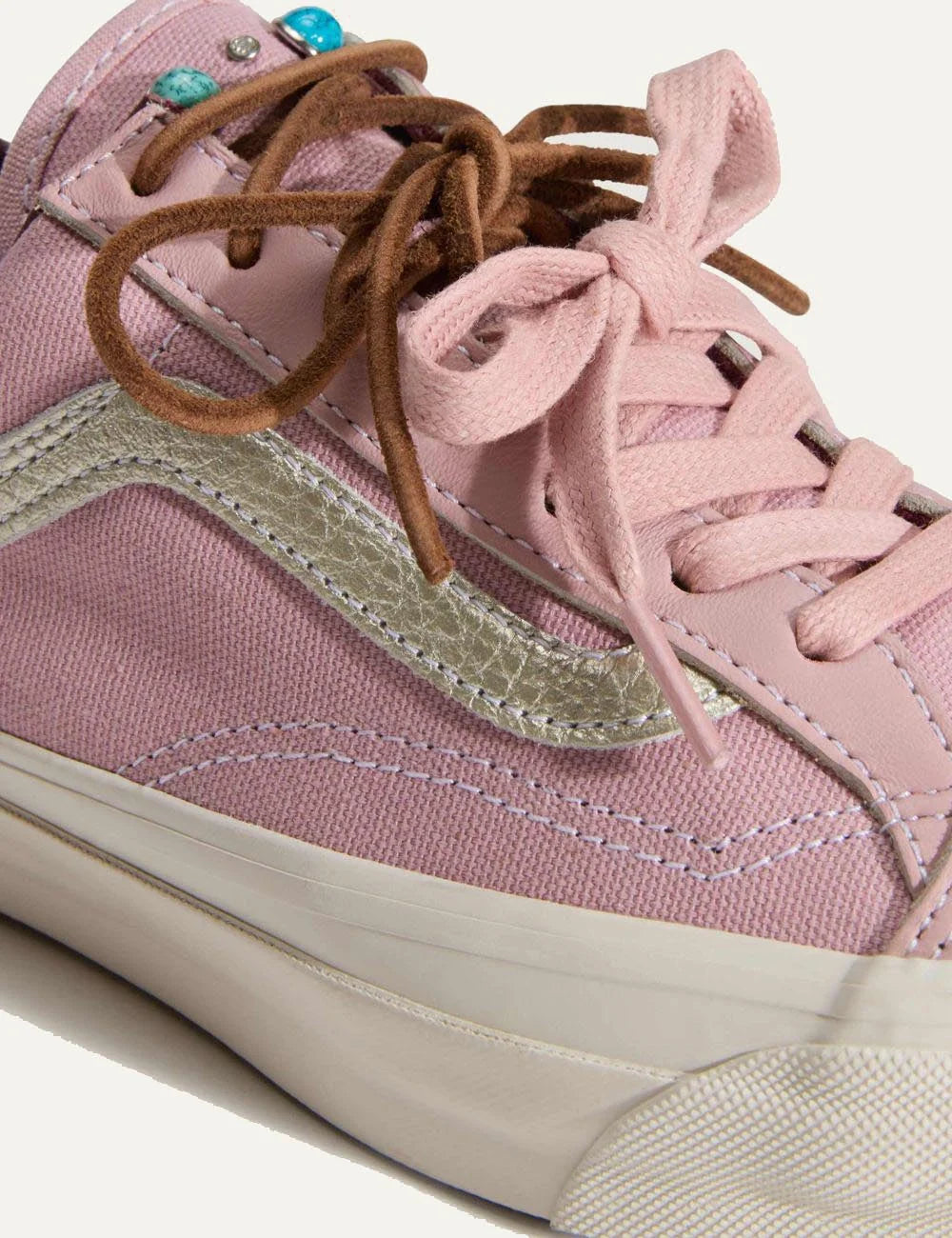 Vans LX Old Skool 36 misty mauve pink sneaker side detail view with studs