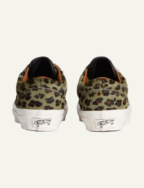 Vans LX Old Skool 36 olive leopard pony hair sneaker back view