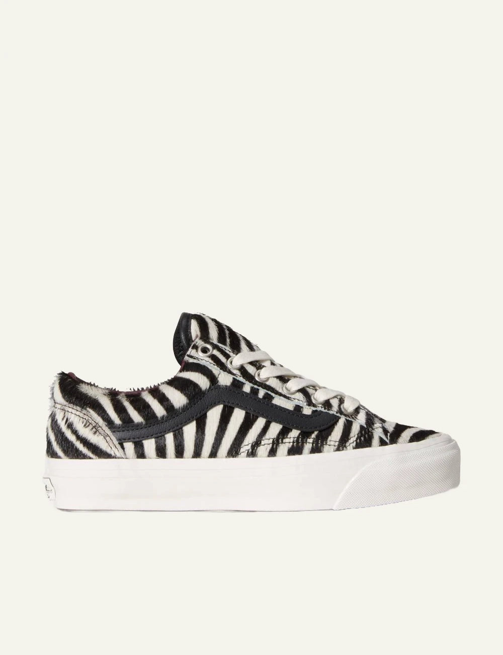 Vans LX Old Skool 36 zebra pony hair sneaker black white side view