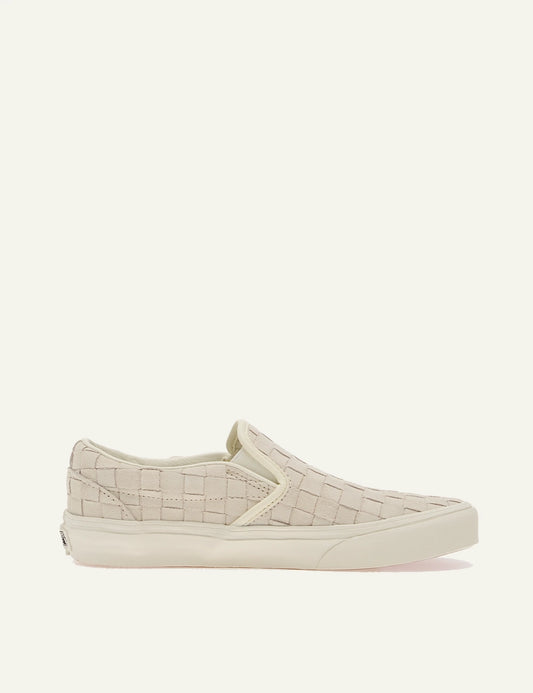 Vans Women’s White Woven Suede Slip-On Sneakers