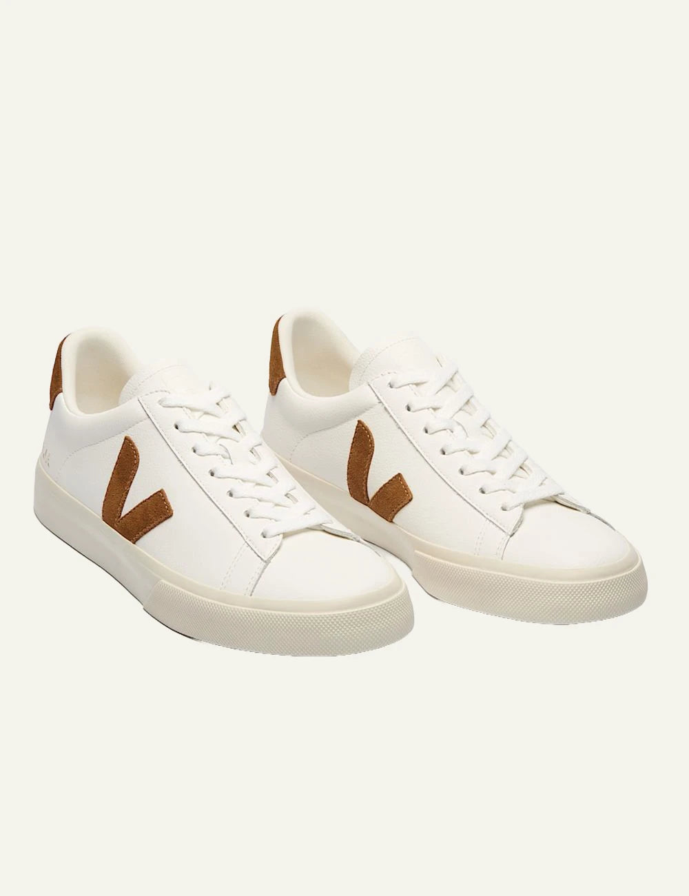veja sneakers campo leather white camel front
