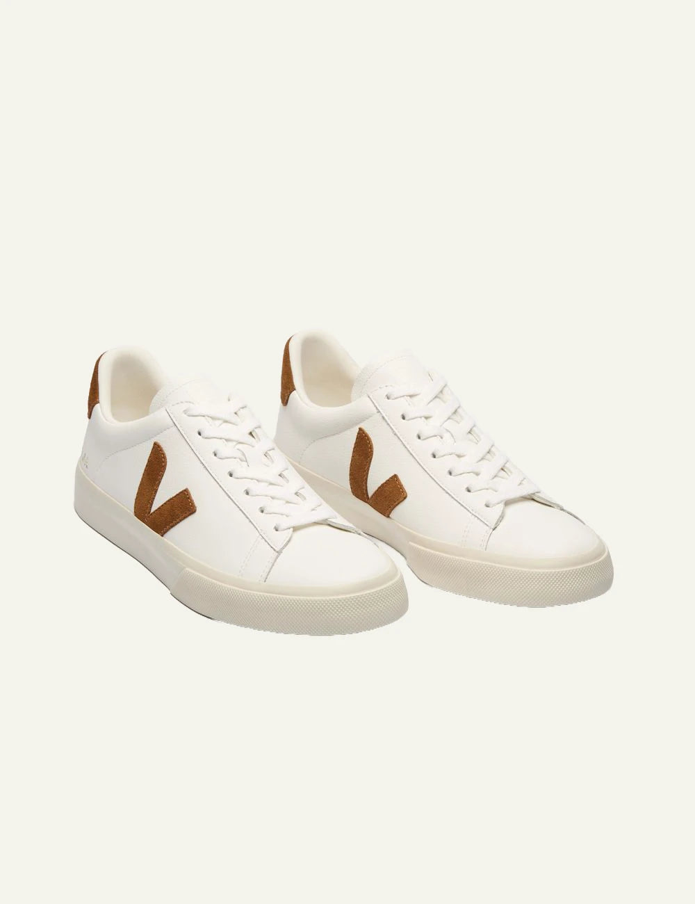 Women's Veja white leather sneakers with brown suede V logo